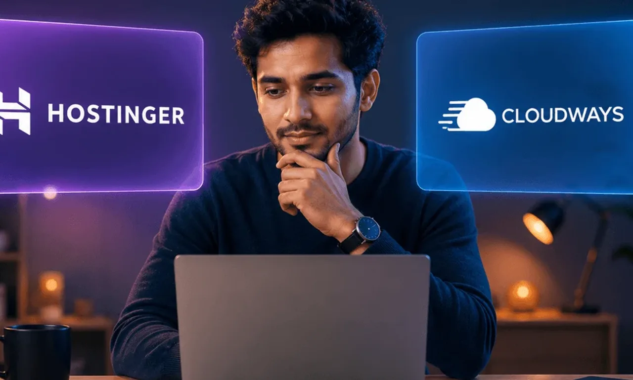 Cloudways vs Hostinger compared for 2026 by CriticNest: managed cloud hosting versus managed shared WordPress hosting on price, speed, ease of use, features, and scaling