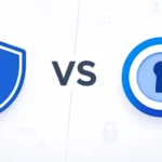 Bitwarden vs 1Password security comparison - shield and keyhole logos side by side