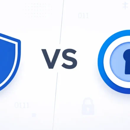 Bitwarden vs 1Password security comparison - shield and keyhole logos side by side