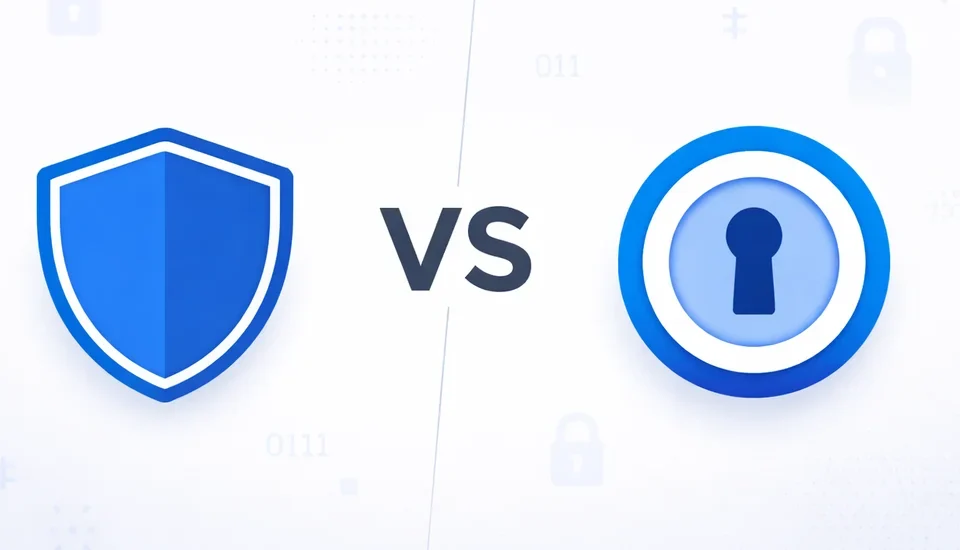 Bitwarden vs 1Password security comparison - shield and keyhole logos side by side