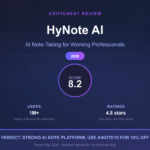 HyNote AI 2026 review verdict 8.2 out of 10 by CriticNest covering 5 pricing tiers and HIPAA compliance