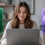 Malwarebytes vs F-Secure 2026: Which Antivirus Wins InterServer vs Hostinger web hosting comparison, shown as a green InterServer server panel and a purple Hostinger server panel beside a woman working at a laptop.