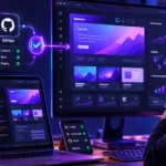 Best Email Marketing Software 2026 (Free & Paid, Compared) Developer at a desk watching a Lovable, Claude Code, and GitHub workflow build a website on screen